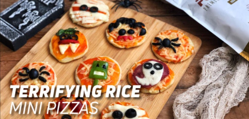 Halloween Rice Mini Pizzas